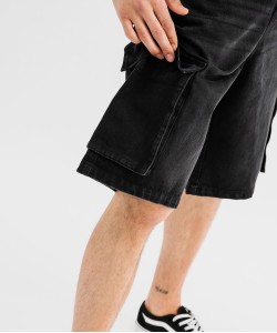 Bermuda en jean coupe cargo ample délavé homme